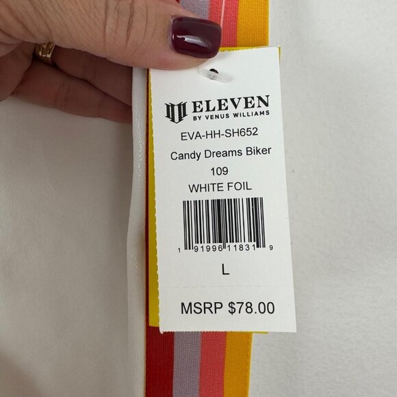 EleVen by Venus Williams NEW Candy Dreams Biker White Foil Women Lrg Activewear - Picture 5 of 10